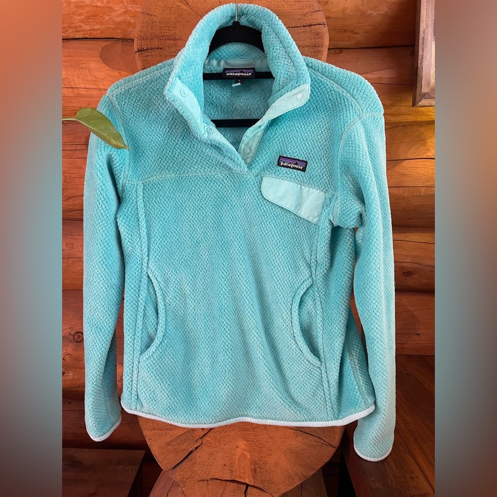 PATAGONIA teal pull over fleece-small